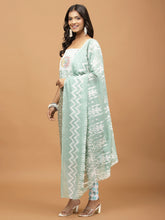 Neck Embroidered Cotton Blend Unstitched Suit With Dupatta